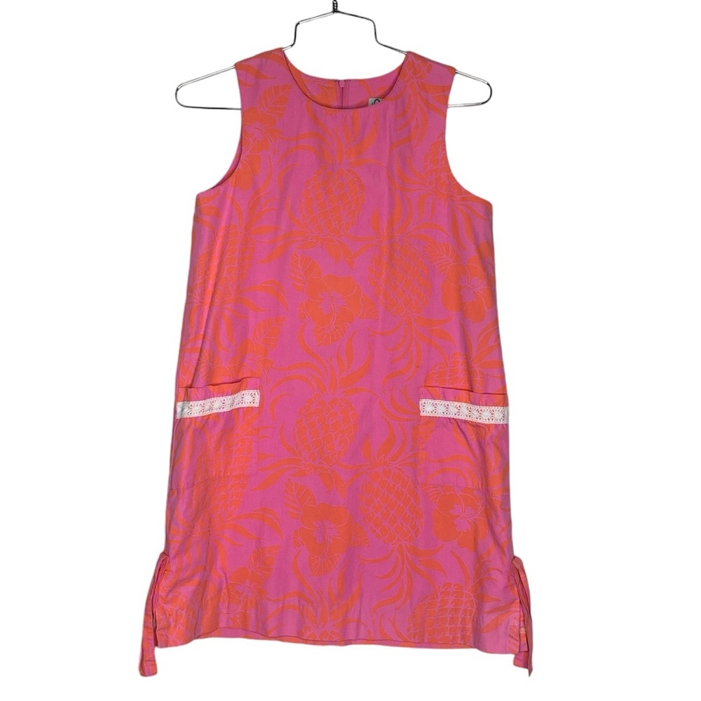 Lilly Pulitzer White Label Pink & Orange Pineapple Shift Dress Size 12